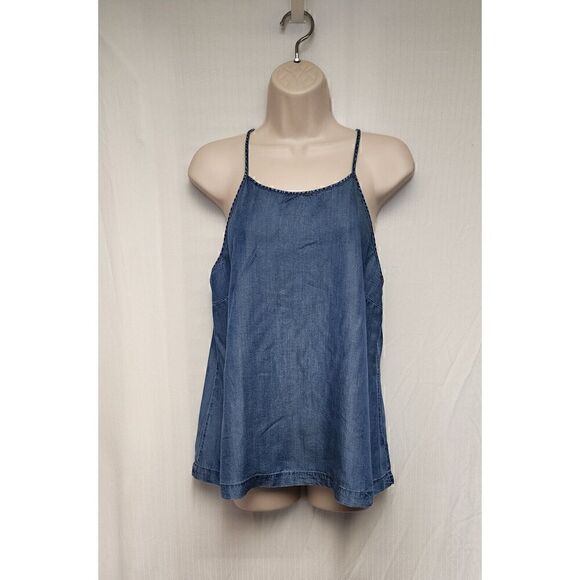 Altar’d State Denim Chambray Blue Top Blouse Size Medium - Picture 2 of 6